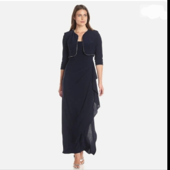 Alex Evenings 2 pc Rhinestone Trim Dress with Bolero Jacket - Picture 1 of 16